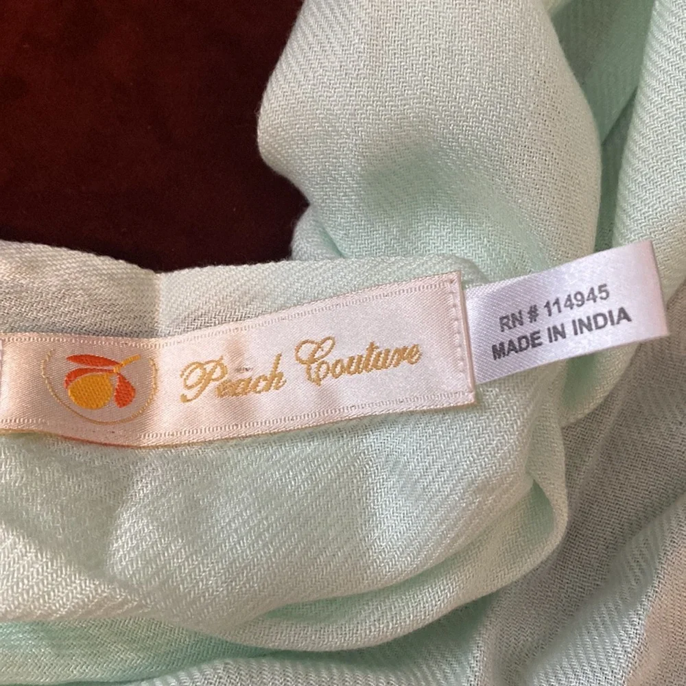 Peach Couture Mint Green Fringe Scarf Wrap Lightweight Shawl Pashmina Style
